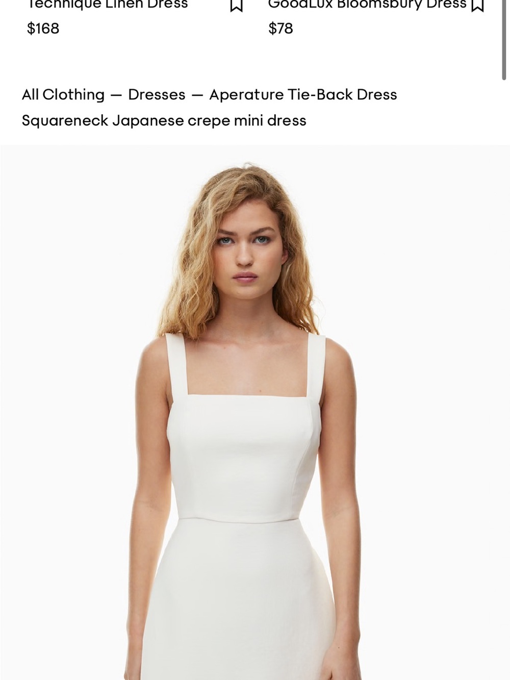 Aritzia Aperature Tie Back Dress